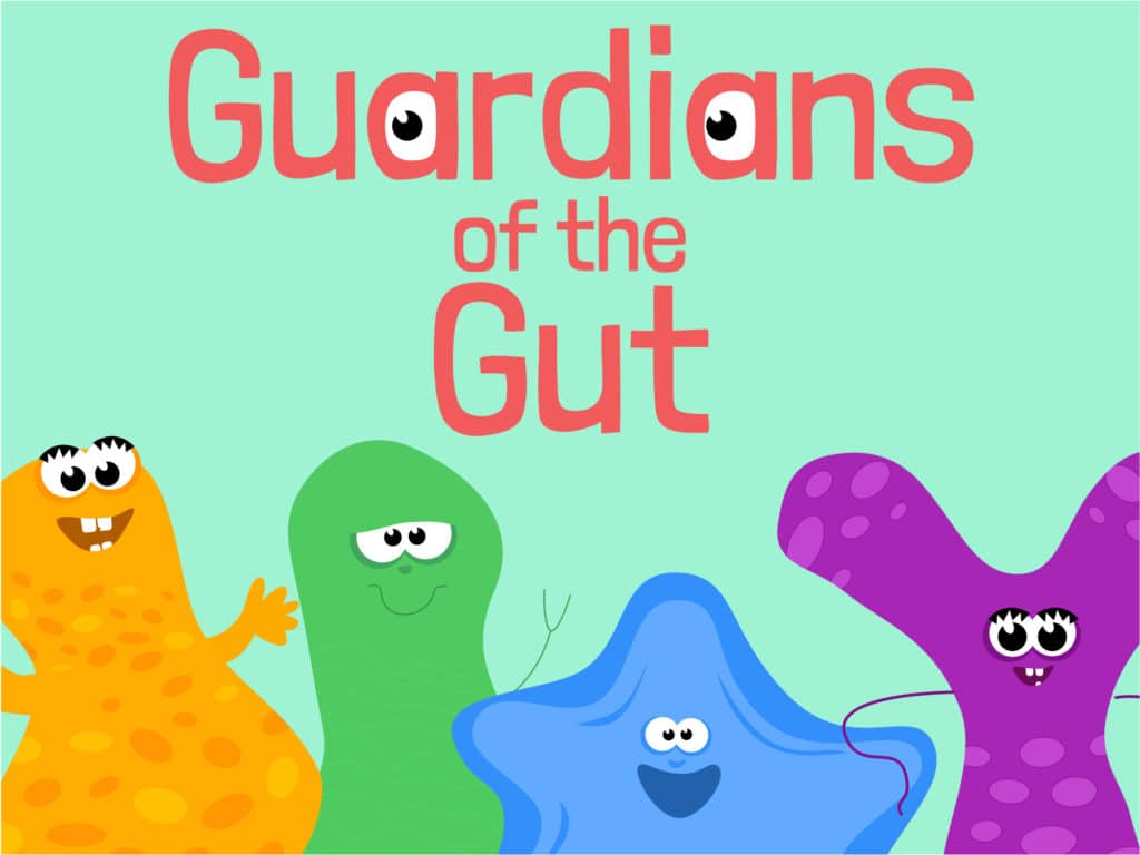 Guardians of the Gut logo and character illustrations